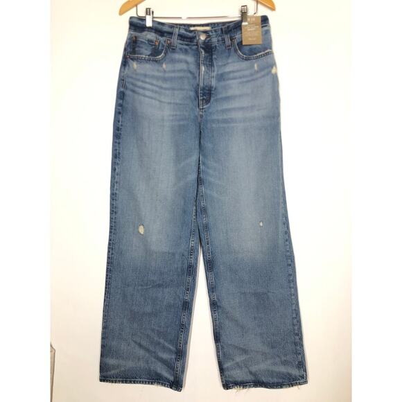 Madewell Curvy Low-Slung Baggy Jeans High Rise Wide Leg Hamburg Wash NWT 32T - Picture 3 of 8